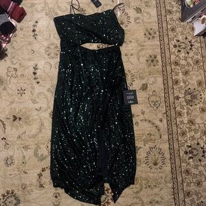 Lulu's Sparkling Green High Low Dress